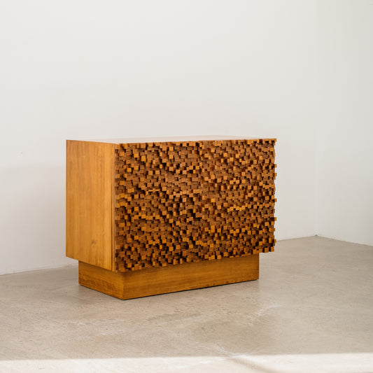 Brutalist Sculptural Walnut Cabinet