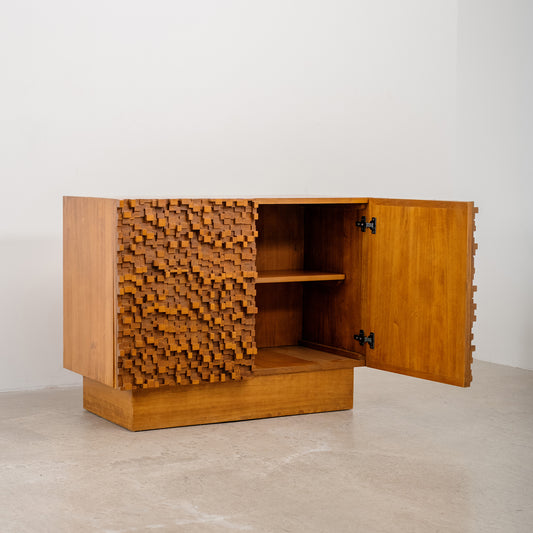 Brutalist Sculptural Walnut Cabinet
