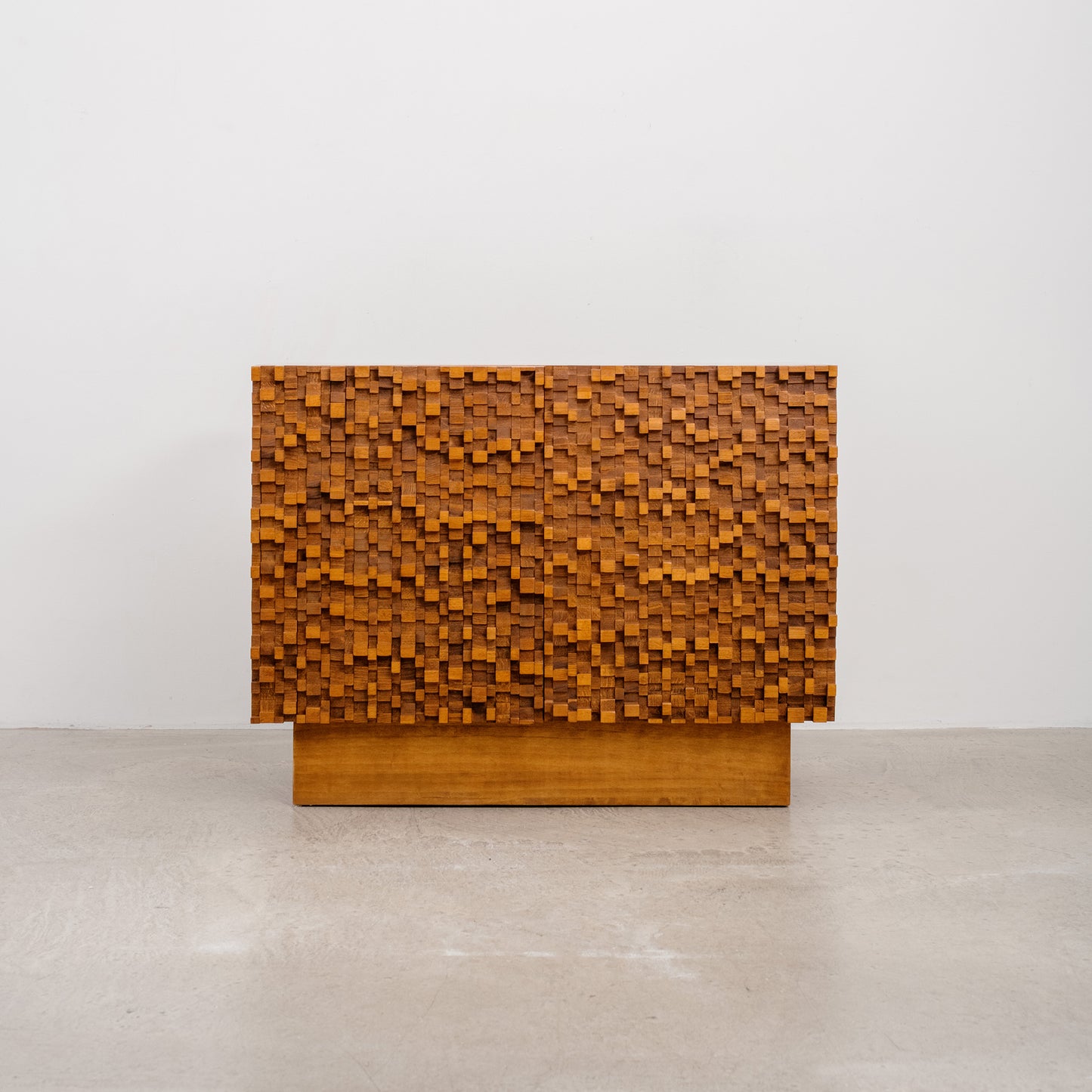 Brutalist Sculptural Walnut Cabinet